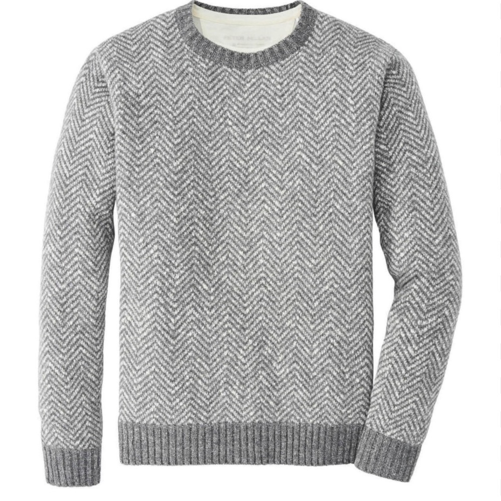 Peter Millar Men's Gale Grey Cliffs Herringbone Crewneck Sweater. Size XXL